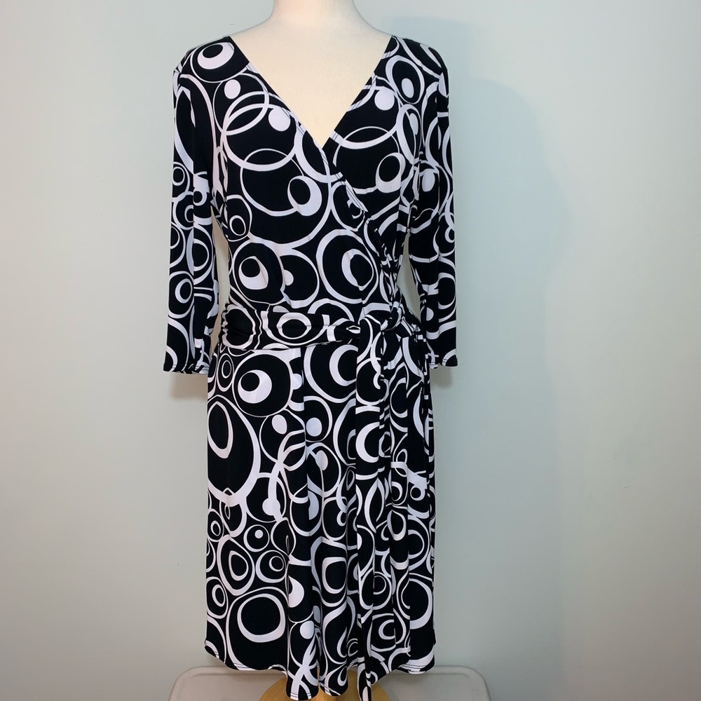 AB Studio 3/4 length sleeve tie belt dress